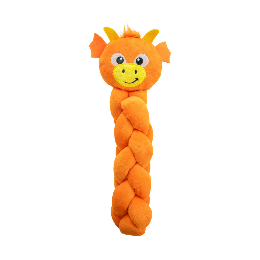 Twistiez Interactive Plush Dog Treat Puzzle Dragon Orange