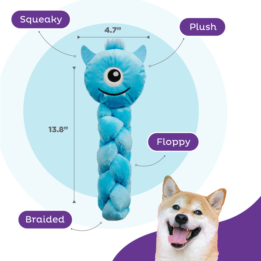 Twistiez Monster Plush Dog Treat Puzzle Blue