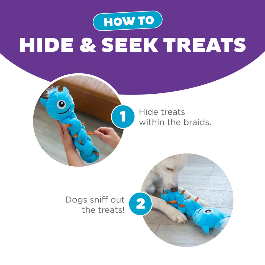 Twistiez Monster Plush Dog Treat Puzzle Blue