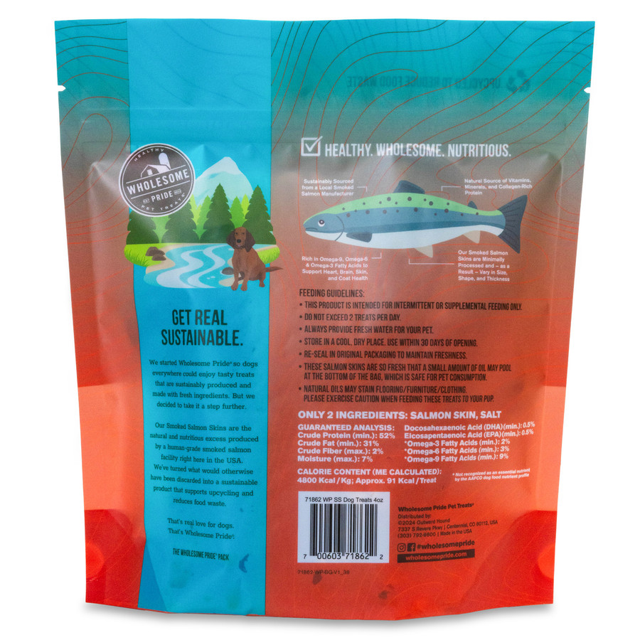 Wholesome Pride Smoked Salmon Skins Dog Treats 4oz