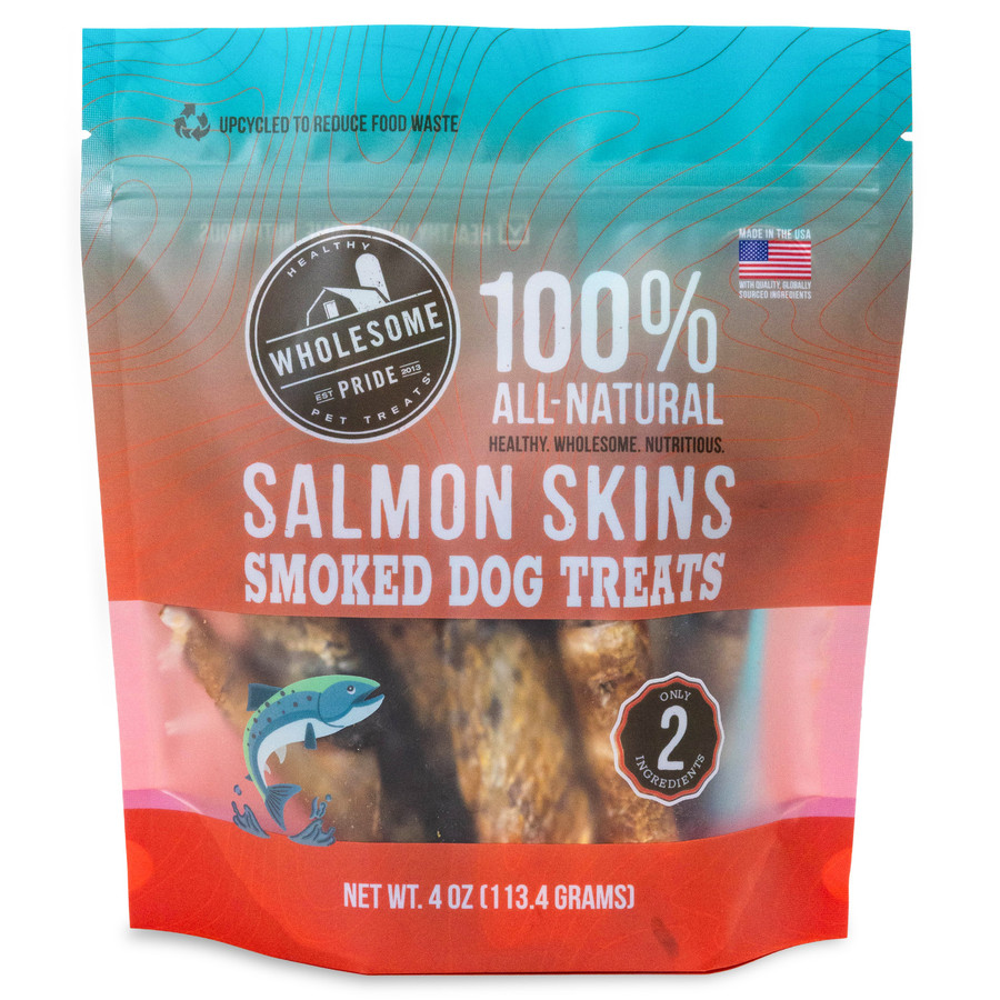 Wholesome Pride Smoked Salmon Skins Dog Treats 4oz