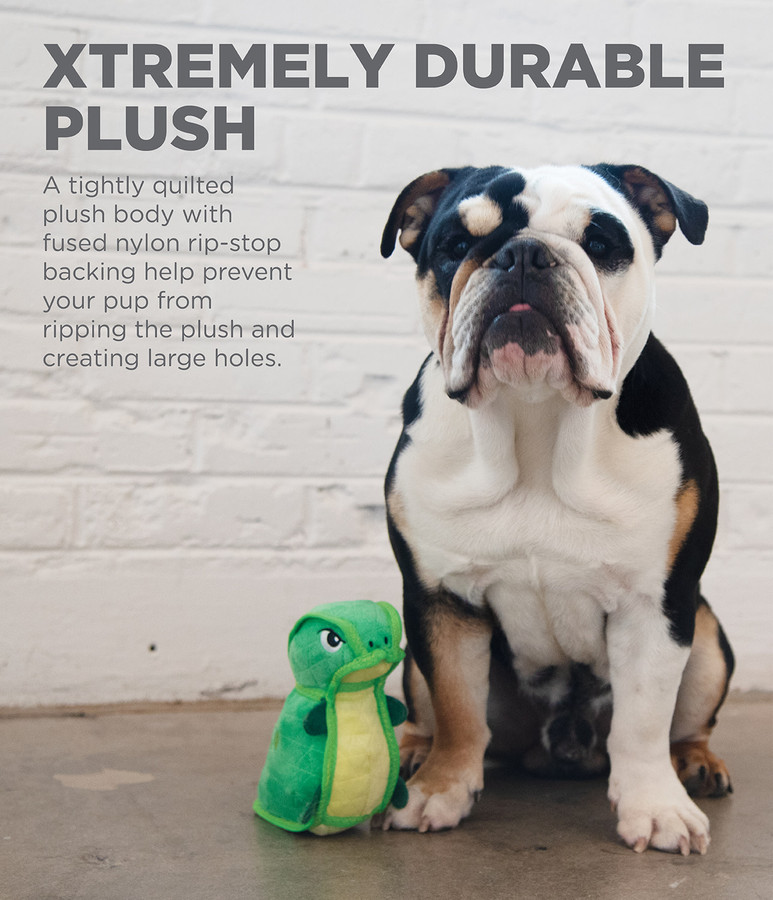 Xtreme Seamz Dino Plush Dog Toy Green Medium