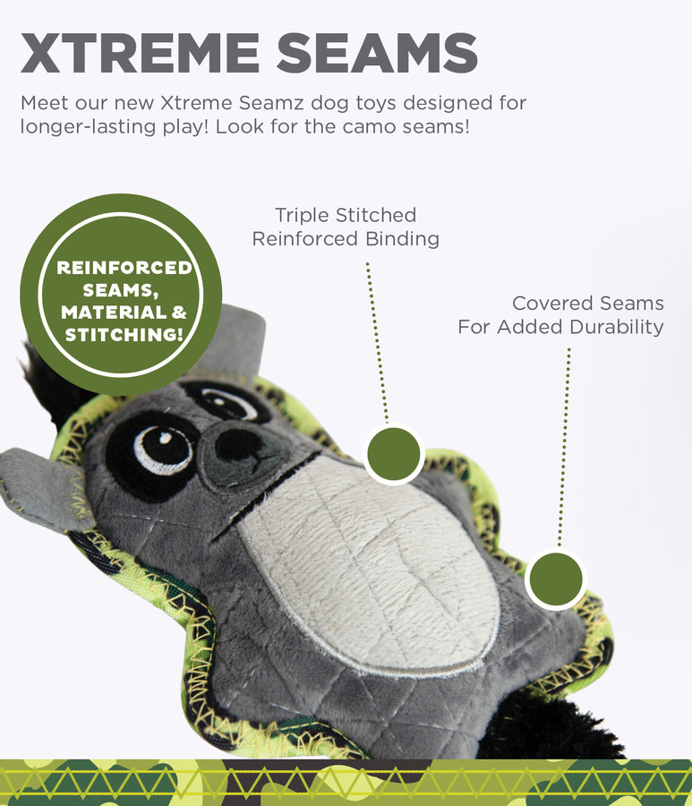 Xtreme Seamz Lemur Dog Toy Grey Small