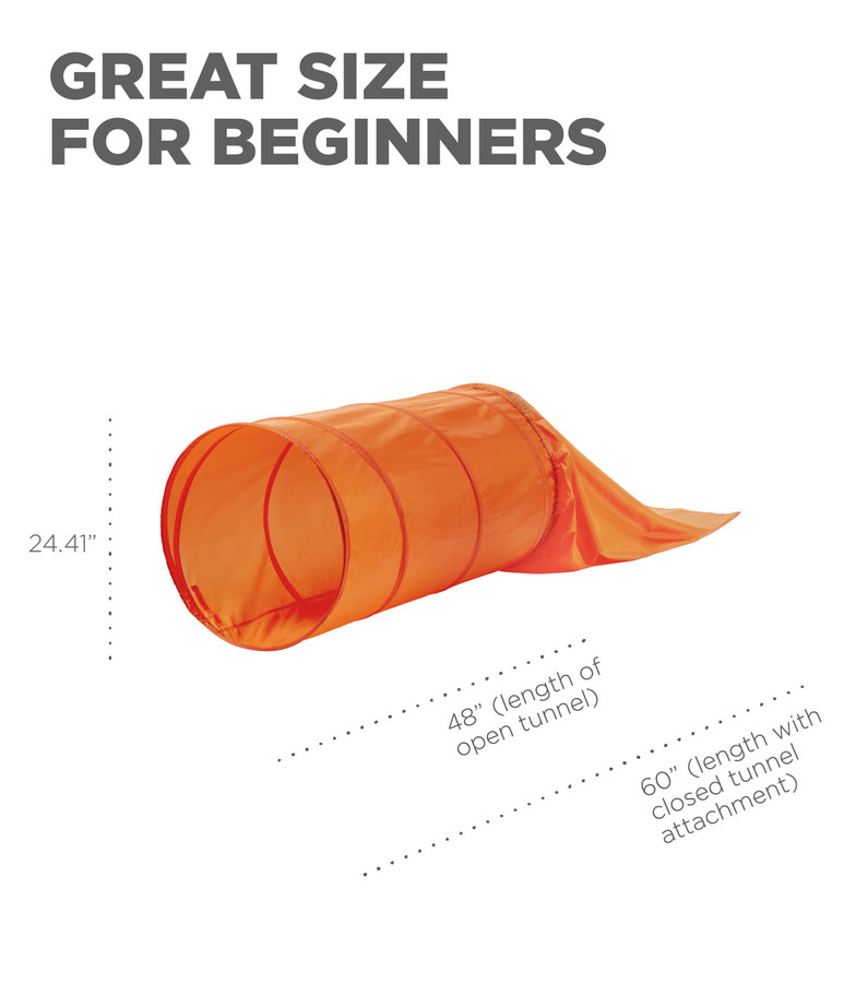 Zip & Zoom Closed Dog Agility Tunnel Orange